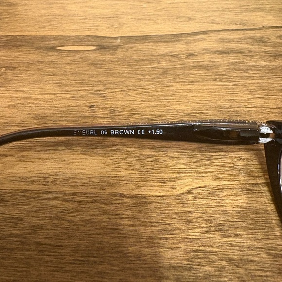 Brown Rhinestone Reading Glasses, +1.50 - Picture 3 of 7
